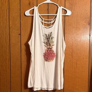 Maurices Cream Pineapple Graphic Tank Top